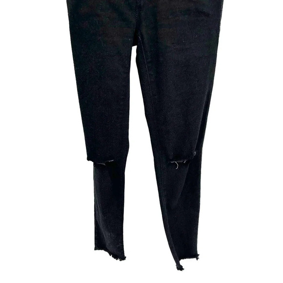 Blanqi Denim‎ Maternity Belly Support Skinny Jeans Black Knee Slit Wash Size 2 - Picture 4 of 9